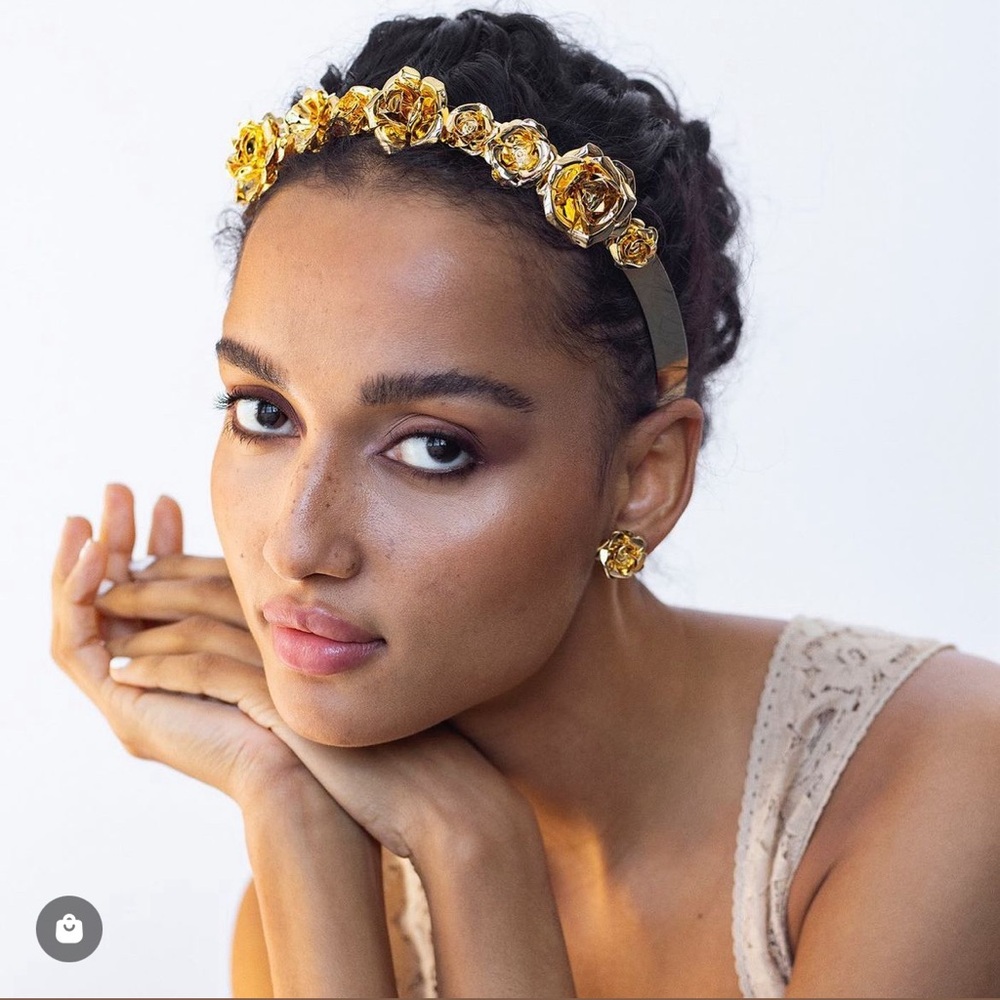 Epona Valley Field of Roses 14k gold crown headband